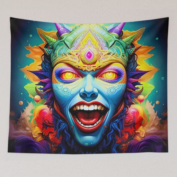 Item preview, Psychedelic Energy Goddess – Neon Trippy Cosmic Portrait designed and sold by Dominik1994.
