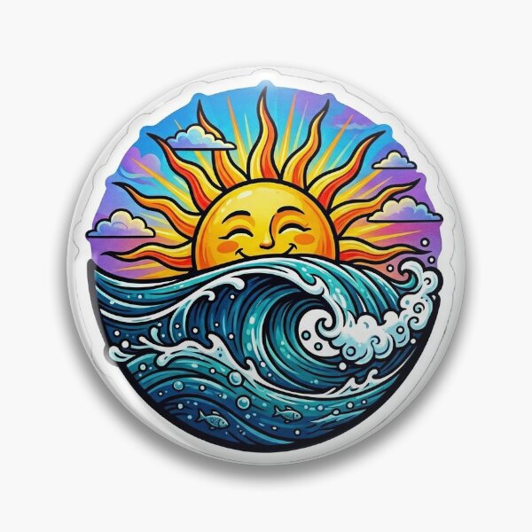 Item preview, Venti Waves Neon Ocean Scene Sticker designed and sold by Venti waves.