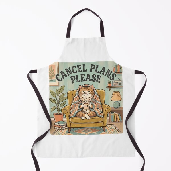 Item preview, Cancel Plans Please Cozy Cat Retro Vintage Tea Time Illustration designed and sold by urbinet.