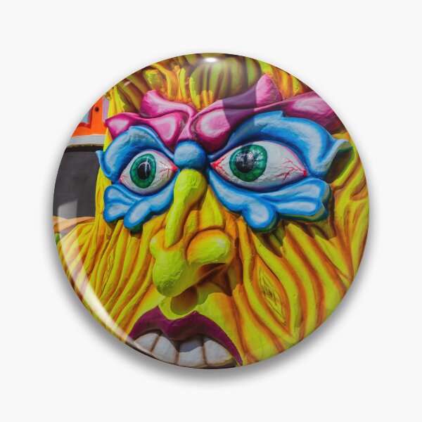 Item preview, Colorful Carnival Float Sculpture With Expressive Masked Face And Wood-Like Texture At Festival designed and sold by Nmallia.