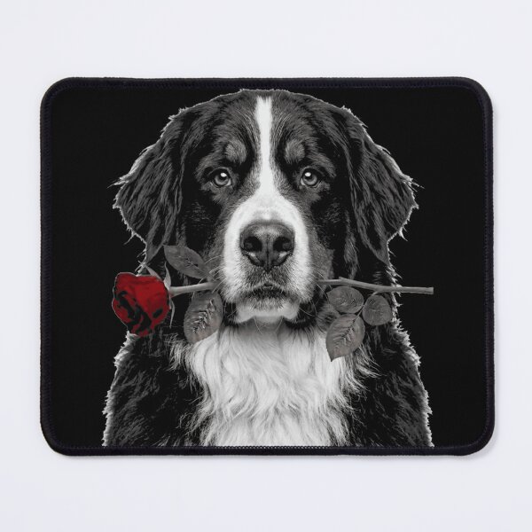 Item preview, Bernese Mountain Dog with Rose Black and White designed and sold by FiscalFashions.