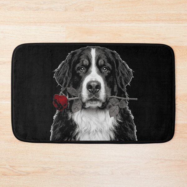 Item preview, Bernese Mountain Dog with Rose Black and White designed and sold by FiscalFashions.