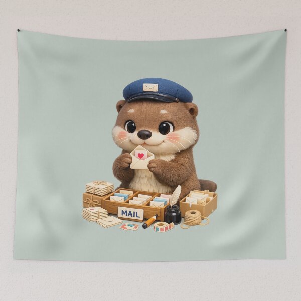 Item preview, Cute Mailroom Otter 3D CGI | Kawaii Animal Post Office Aesthetic Love Letter Illustration designed and sold by Moons Studio.