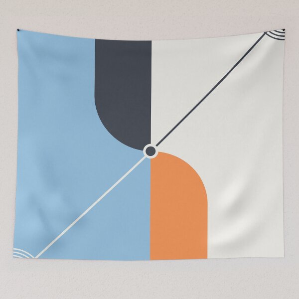 Item preview, The Nexus - Blue and Orange Minimalist Abstract designed and sold by artdocaj.