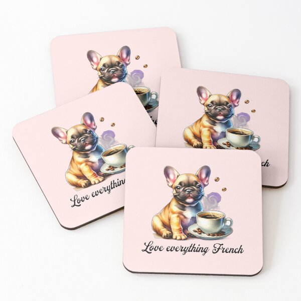 Item preview, French Bulldog with Coffee designed and sold by MyCozyCorner24.