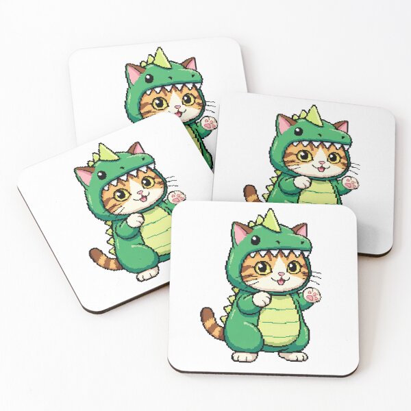 Item preview, Cat In Dino Costume Pixel Art designed and sold by BrunoLinuxArt.