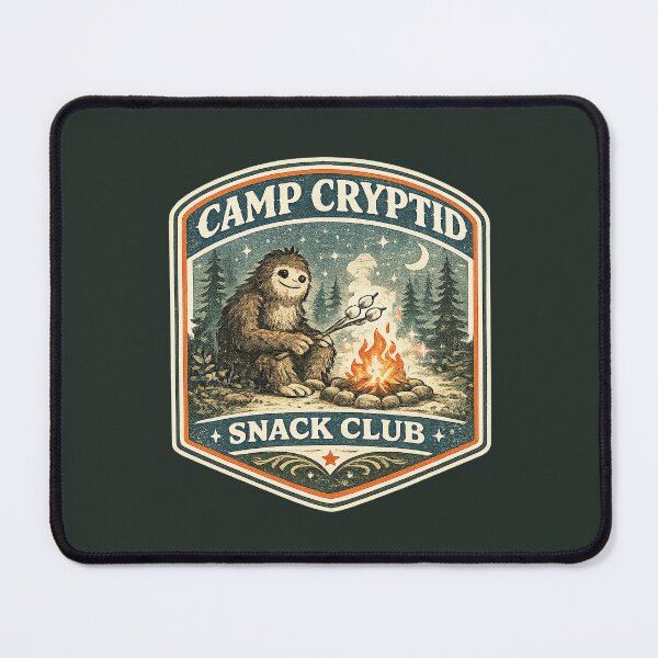 Item preview, Camp Cryptid Snack Club Vintage Outdoor Badge Illustration designed and sold by Bratak.