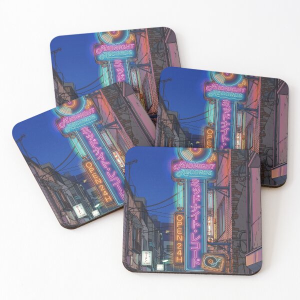 Item preview, Vintage Japanese Neon Alley Vinyl Record Shop Anime Aesthetic designed and sold by UltimateJapan.