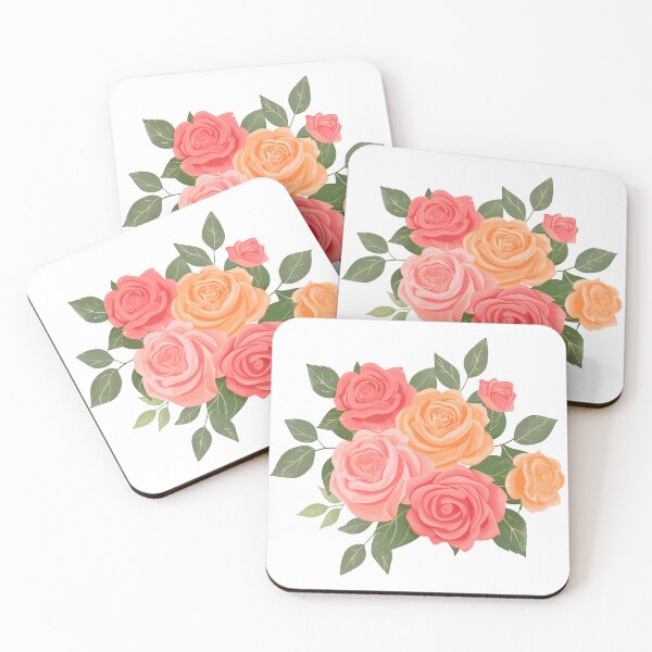 Item preview, Coral Peach Pink Orange Rose Bouquet - Warm Romantic Floral Art Print designed and sold by DesignArtist.ia.