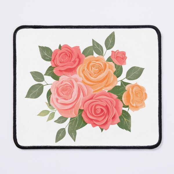 Item preview, Coral Peach Pink Orange Rose Bouquet - Warm Romantic Floral Art Print designed and sold by DesignArtist.ia.