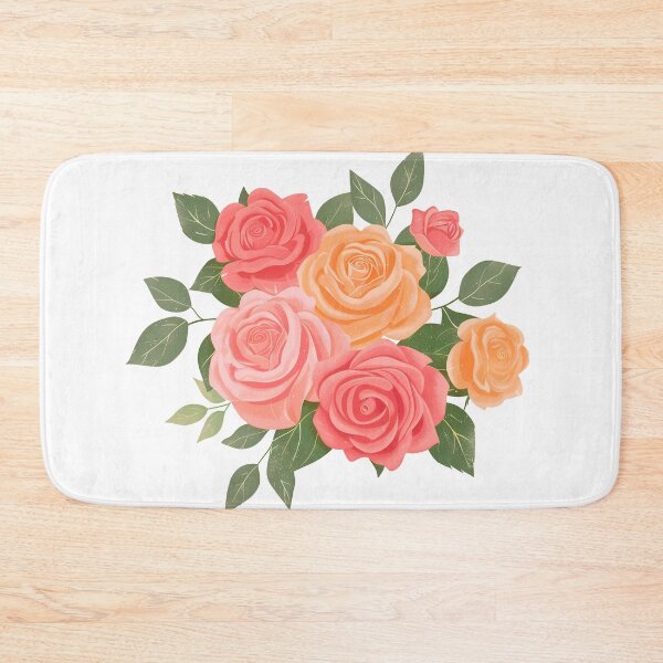 Item preview, Coral Peach Pink Orange Rose Bouquet - Warm Romantic Floral Art Print designed and sold by DesignArtist.ia.