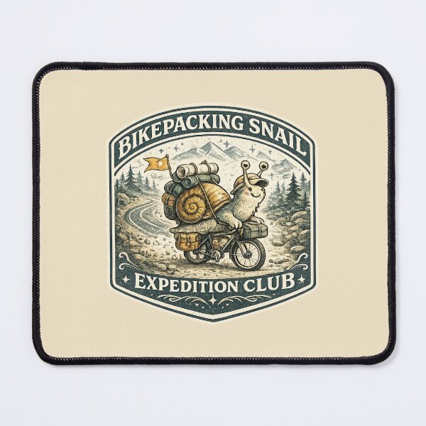 Item preview, Bikepacking Snail Expedition Club Slow Adventure Cycling Art designed and sold by Bratak.