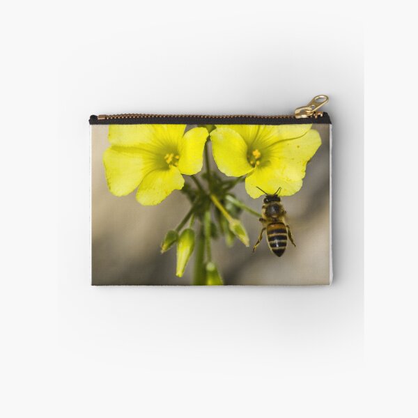 Item preview, Bee Pollinating Bright Yellow Wildflowers Close-Up Macro Photo Of Honeybee On Bloom designed and sold by Nmallia.