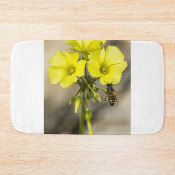 Item preview, Bee Pollinating Bright Yellow Wildflowers Close-Up Macro Photo Of Honeybee On Bloom designed and sold by Nmallia.