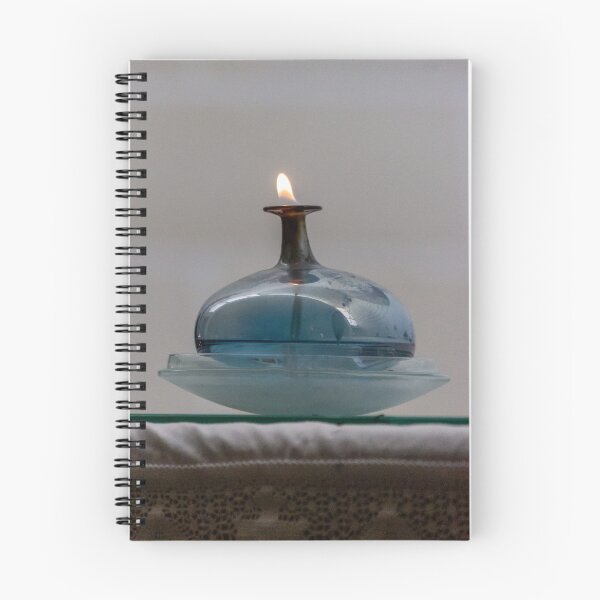 Item preview, Blue Glass Oil Lamp With Small Flame on Decorative Glass Plate, Soft Ambient Light designed and sold by Nmallia.