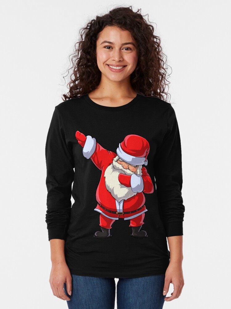 Alternate view of Dabbing Santa T Shirt Claus Christmas Funny Dab X-mas Gifts Kids Boys Girls Youth Long Sleeve T-Shirt