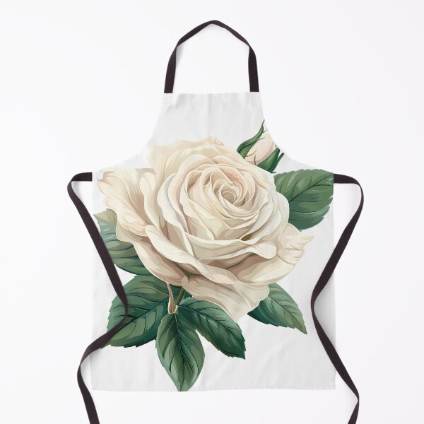Item preview, Elegant White Rose with Green Leaves - Classic Romantic Floral Art Print designed and sold by DesignArtist.ia.