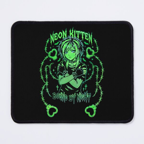 Item preview, Gothic Anime Girl Neon Green Logo Neon Kitten Bound by Night designed and sold by D6rkT3chDemon.