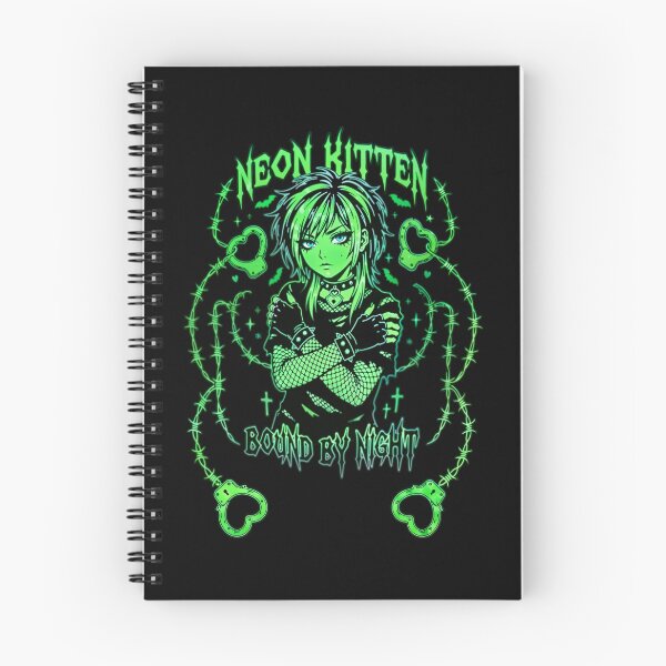 Item preview, Gothic Anime Girl Neon Green Logo Neon Kitten Bound by Night designed and sold by D6rkT3chDemon.