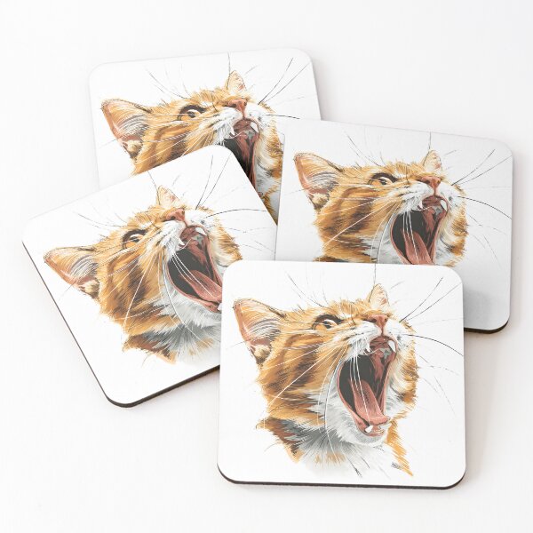 Item preview, Furious Orange Cat Mid Yell Illustration designed and sold by imaginariumlab.