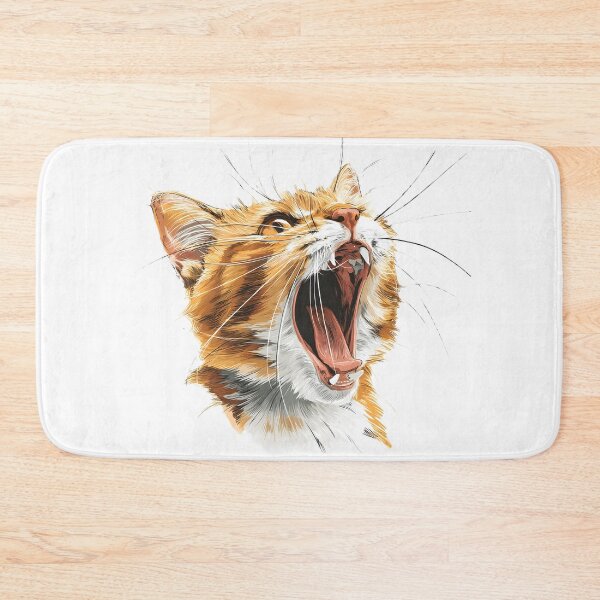 Item preview, Furious Orange Cat Mid Yell Illustration designed and sold by imaginariumlab.