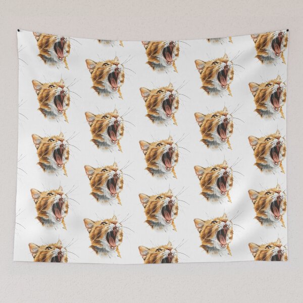Item preview, Furious Orange Cat Mid Yell Illustration designed and sold by imaginariumlab.