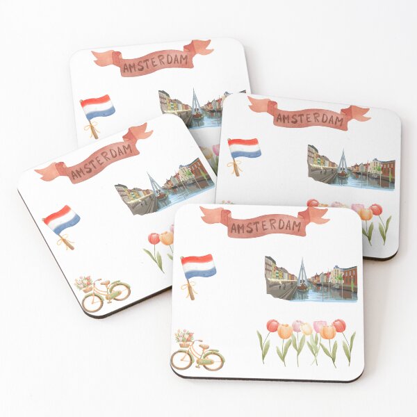 Item preview, Amsterdam City Life Watercolor Sticker Sheet designed and sold by SaturnStudioart.