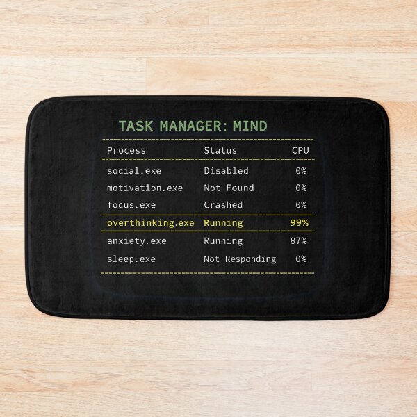 Item preview, Task Manager Mind – Overthinking Running 99% Retro Computer Humor designed and sold by Mad Factory Designs.