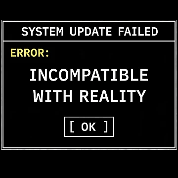 Artwork thumbnail, System Update Failed – Incompatible With Reality | Retro Computer Error Humor by Mad Factory Designs