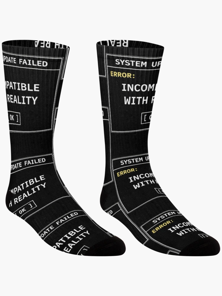 Thumbnail 3 of 5, Socks, System Update Failed – Incompatible With Reality | Retro Computer Error Humor designed and sold by Mad Factory Designs.
