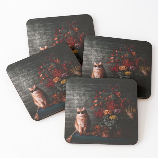 Item preview, Autumn Cat Still Life – Moody Floral Aesthetic Cozy Home Decor Art designed and sold by IconicDesignsXd.