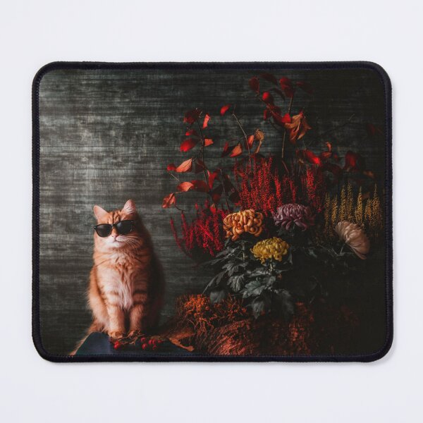 Item preview, Autumn Cat Still Life – Moody Floral Aesthetic Cozy Home Decor Art designed and sold by IconicDesignsXd.