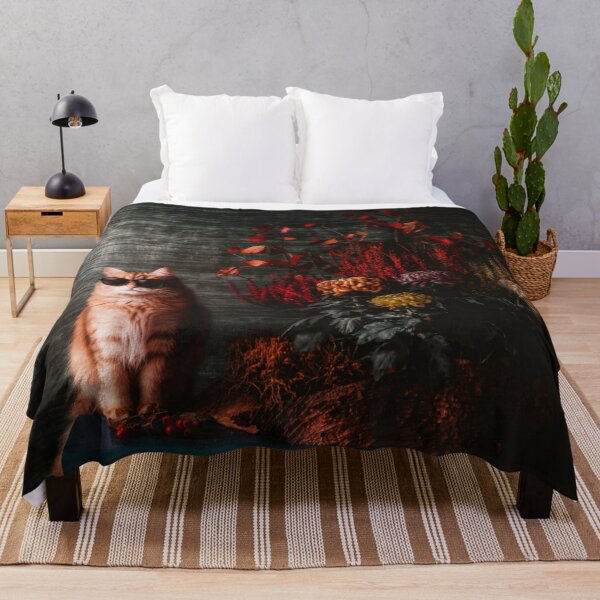Item preview, Autumn Cat Still Life – Moody Floral Aesthetic Cozy Home Decor Art designed and sold by IconicDesignsXd.