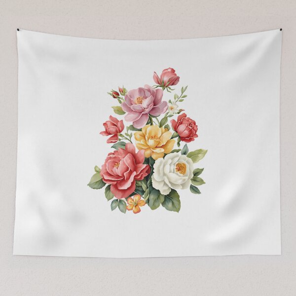 Item preview, Multi-Color Peony Bouquet - Pink Red White Yellow Elegant Floral Art Print designed and sold by DesignArtist.ia.