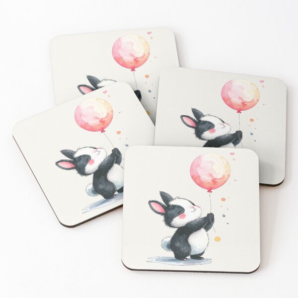 Artikelvorschau, Glückliches Bunny mit rosa Luftballon entworfen und verkauft von LiskoDesign.
