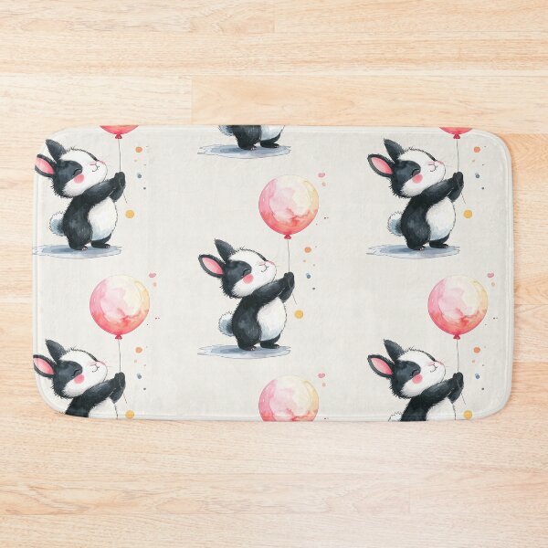Artikelvorschau, Glückliches Bunny mit rosa Luftballon entworfen und verkauft von LiskoDesign.