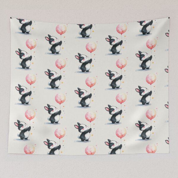 Item preview, Happy bunny with pink balloon designed and sold by LiskoDesign.