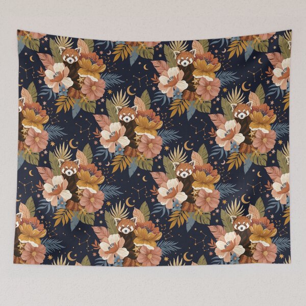 Item preview, Red Panda Floral Night Sky designed and sold by mmartabc.