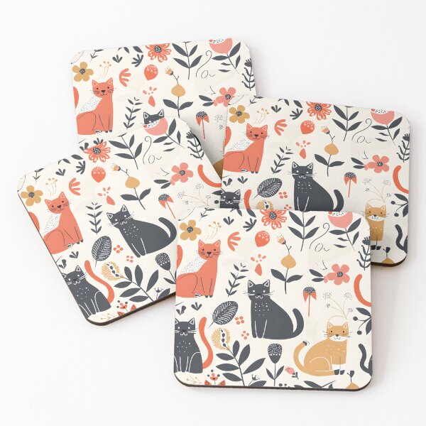 Item preview, Floral Folk Cat Pattern designed and sold by xiao xuans.