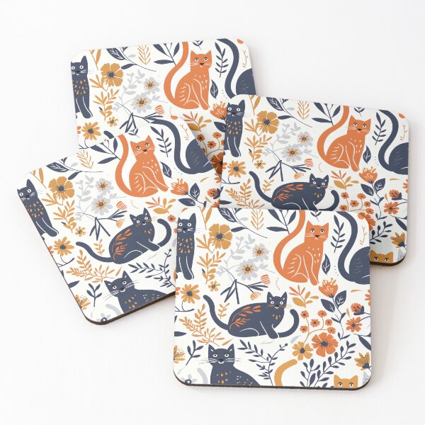 Item preview, Floral Folk Cat Pattern designed and sold by xiao xuans.