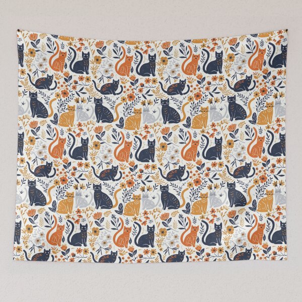 Item preview, Floral Folk Cat Pattern designed and sold by xiao xuans.