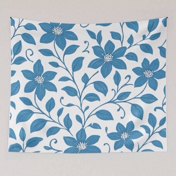 Item preview, Blue Clemantis pattern designed and sold by uunaa.