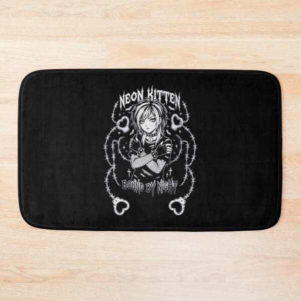Item preview, Gothic Anime Girl Black And White Logo Neon Kitten Bound by Night designed and sold by D6rkT3chDemon.