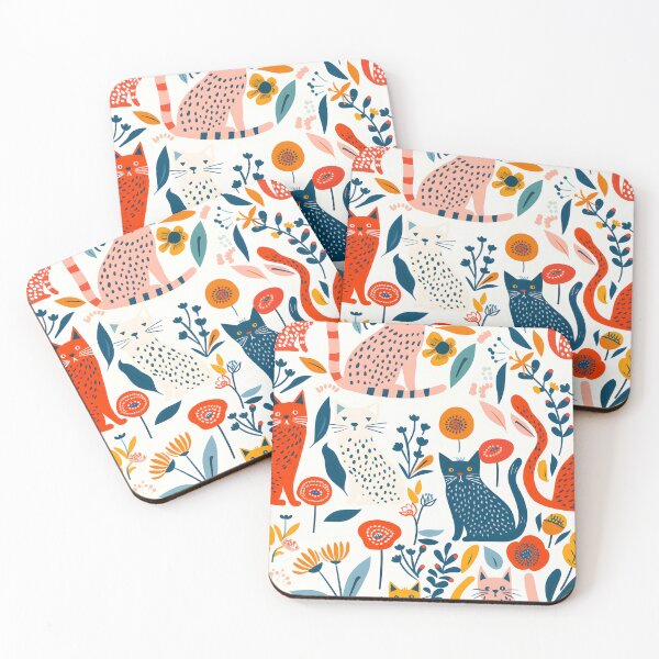 Item preview, Floral Folk Cat Pattern designed and sold by xiao xuans.