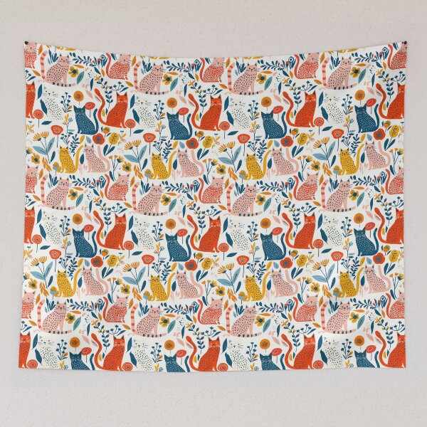 Item preview, Floral Folk Cat Pattern designed and sold by xiao xuans.