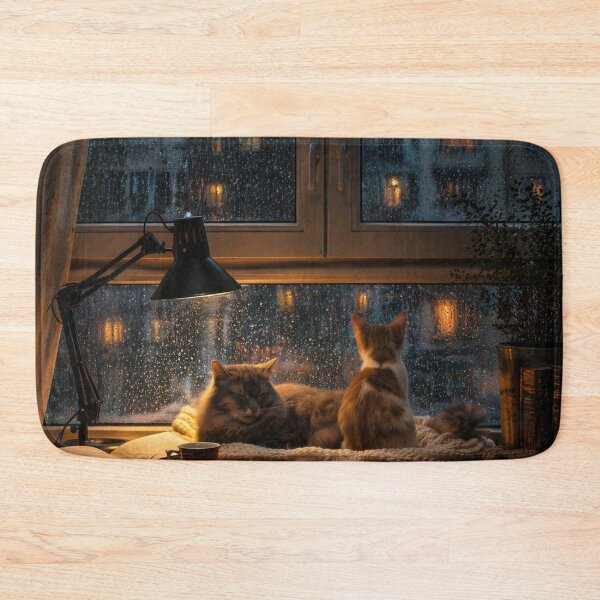 Item preview, Cozy Rainy Window Cats – Aesthetic Night Reading Vibe Notebook Design designed and sold by IconicDesignsXd.