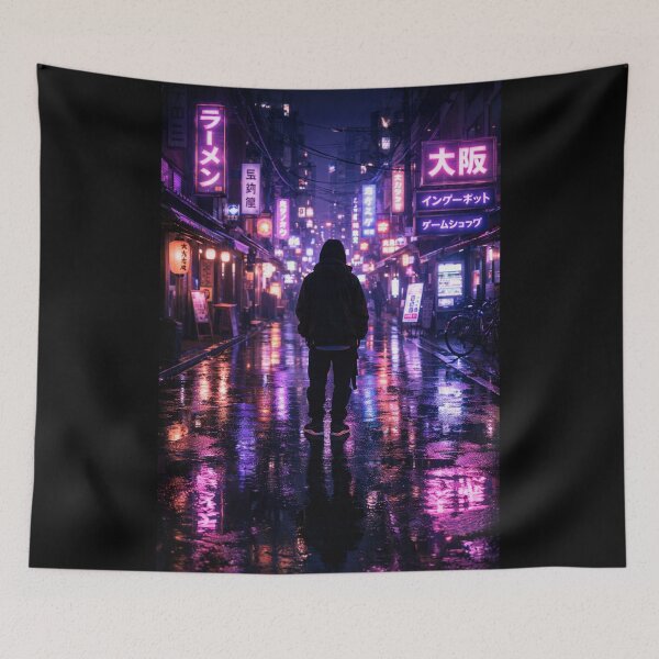 Item preview, Cyberpunk Neon Rain Alley – Futuristic Urban Night Aesthetic designed and sold by irfanshikh.