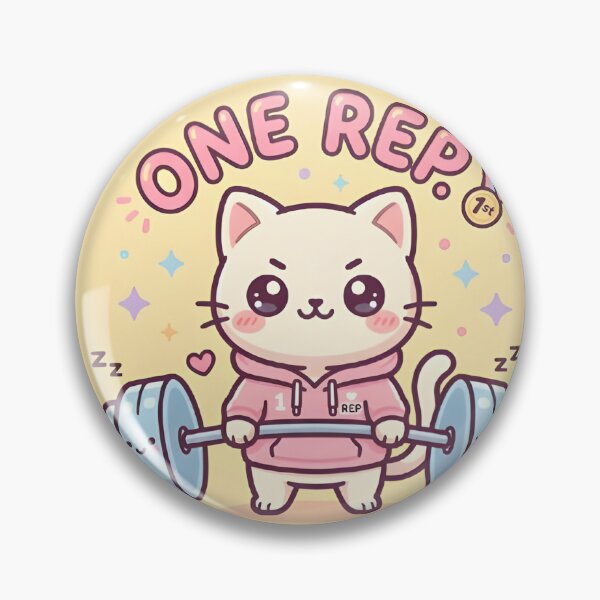 Item preview, One Rep Strong Cat Kawaii Deadlift Sticker designed and sold by PuddlePixels.