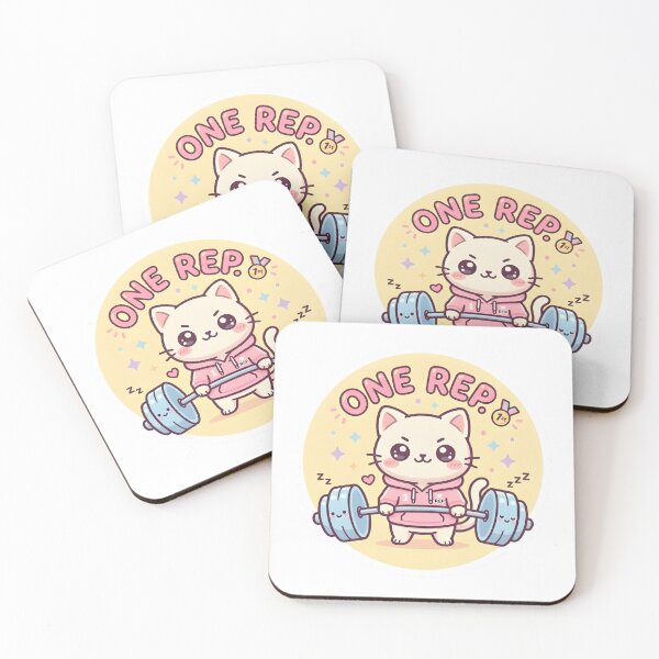 Item preview, One Rep Strong Cat Kawaii Deadlift Sticker designed and sold by PuddlePixels.