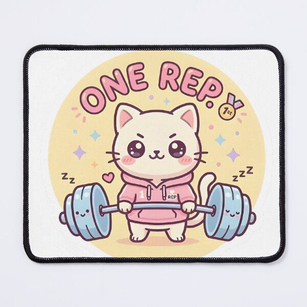 Item preview, One Rep Strong Cat Kawaii Deadlift Sticker designed and sold by PuddlePixels.